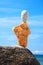 Stacked rocks on Martha`s Vineyard beach