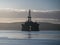 Stacked Semi Submersible Oil Rig at Cromarty Firth in Invergordon, Scotland, UK