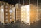 Stacked of shipment boxes at warehouse storage. package box, packaging. Manufacturing warehouse stock cargo shipping goods.