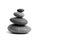 Stacked smooth grey stones. Sea pebble. Balancing pebbles isolated on white background