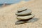 Stacked stones at the sand