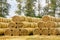 Stacked straw bales