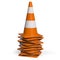 Stacked Traffic Cones Orange Isolated