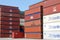 Stacked variegated shipping containers