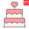 Stacked wedding cake with heart color line icon, dessert and bakery, love cake vector icon, vector graphics, editable