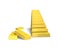 Stacking gold bars in stairs shape isolated in white