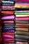 Stacks of Bright Colorful Patterned Fabrics