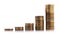 Stacks of coins forming income growth isolated