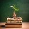 Stacks of coins, Money with plants sprout on top, Wealth growing step by step, Finance and accounting concept,AI generated