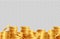 Stacks of coins vector. Lot golden coins isolated on transparent background