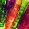 Stacks of colorful glasses