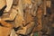 Stacks of firewood. preparation of firewood for the winter. firewood pile