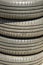 Stacks of old used car tires
