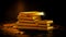 Stacks of pure gold bar on dark background. Represent business and finance concept idea