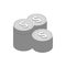 Stacks of Silver Coins symbol. Flat Isometric Icon or Logo.