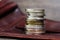 Stacks of silver and golden coins