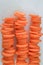 Stacks of sliced carrots