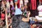 Stacks of variety hats on the street market. Cuzco.