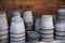 stacks of various handmade ceramic pots
