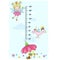 Stadiometer for children. Fairy tale characters. Fairy, unicorn, clouds on a blue background. Vector illustration.