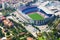 Stadium of Barcelona from helicopter. Spain