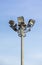 Stadium halogen spot light pole blue sky