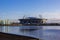 Stadium on Krestovsky Island, where World Cup 2018 will be held, view from Gulf of Finland during White Nights, St. Petersburg, Ru