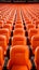 Stadium solitude Rows of empty orange seats in soccer arena