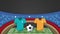 Stadium with uniforms soccer match versus teams animation