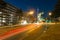 Stadttor into the city tunnel of Dusseldorf at night