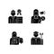 Staff of company RGB black glyph icons set on white space