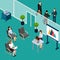 Staff Training Office Isometric Composition