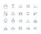 Staff workflow outline icons collection. Staff, Workflow, Planning, Management, Organization, Coordination