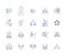 Staff workflow outline icons collection. Staff, Workflow, Planning, Management, Organization, Coordination