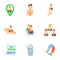 Staffing agency icons set, cartoon style