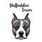 Staffordshire Terrier haed. Dog portrait. Staffordshire terrier face, muzzle. Dog breed. Vector.