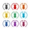Stag beetle circle icon, color set