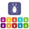 Stag beetle icons set