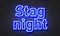 Stag night neon sign on brick wall background.