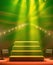 Stage with carpet and spotlight. Stage podium with lighting Stage Podium Scene.