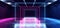 Stage Concrete Neon Glowing Laser Blue Purple Rectangles Frame Empty Background Cyber Virtual Hallway Tunnel Corridor Reflective