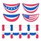 Stage decoration with flag silk velvet Curtains or draperies in celebration of American Independence Day or memorial