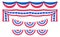 Stage decoration with flag silk velvet Curtains or draperies in celebration of American Independence Day or memorial