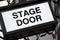Stage Door sign, theater entrance