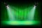 The stage with green curtain. Vector illustration.