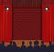 Stage hall, theater scene with red curtain