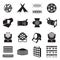 Stage lighting icons. Scene lighting equipment icons