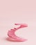 Stage podium stand pastel background. Platform cute sweet pink spiral staircase curve.