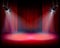 The Stage with red curtain. Vector illustration.