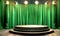 stage with red curtains and spotlight Podium background for the product green nature 3D